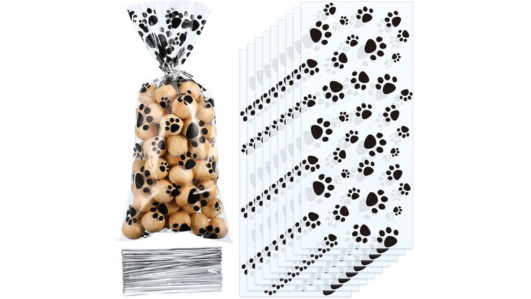 paw print cellophane bags for pawty treat bags